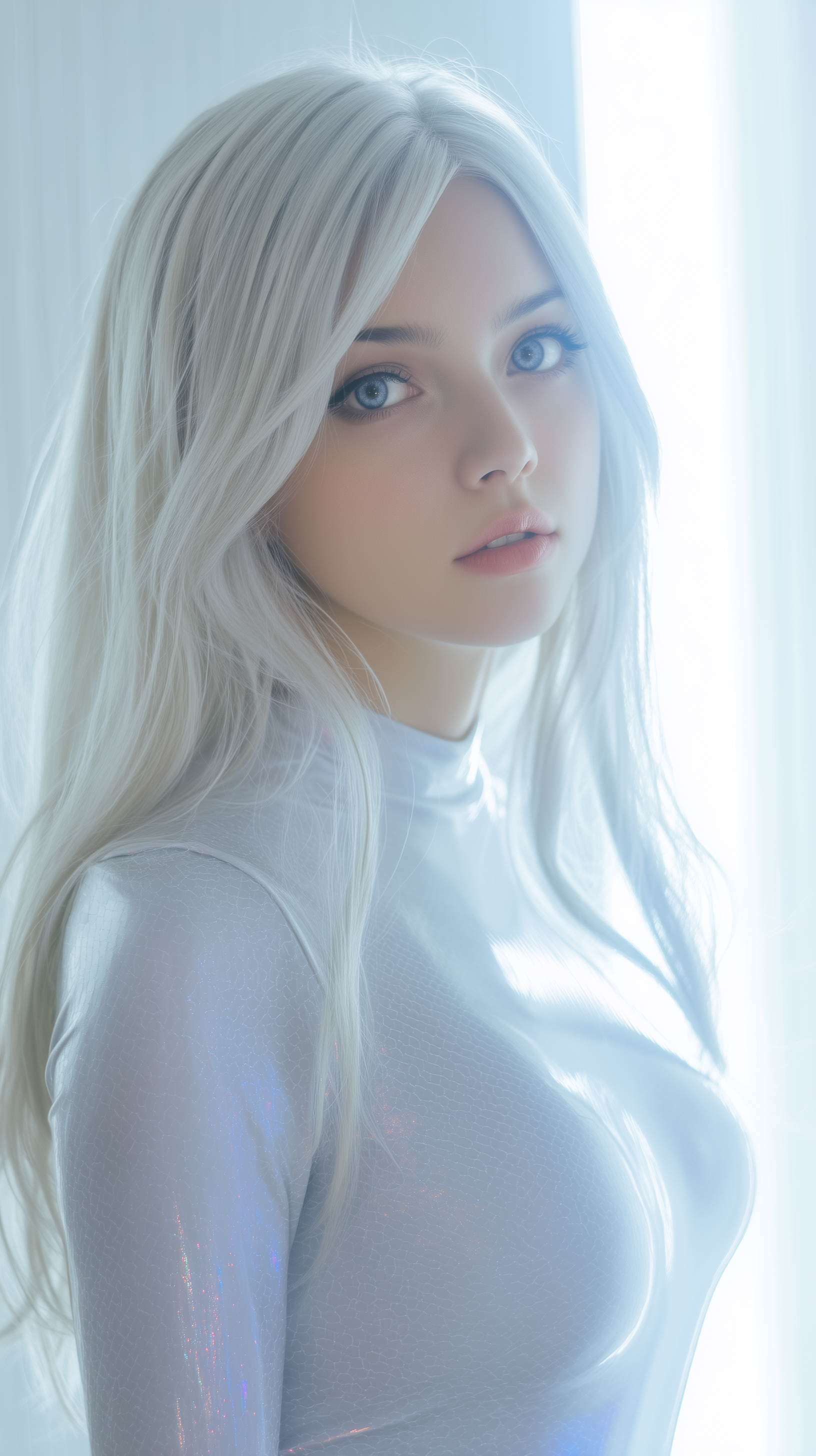 Platinum Blonde Straight Long Hairstyle